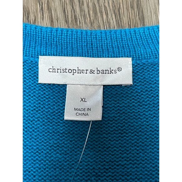 NWT VINTAGE Christopher & Banks Womens XL Snowflake Embroidered Teal Vest 55% Ra - Picture 5 of 8